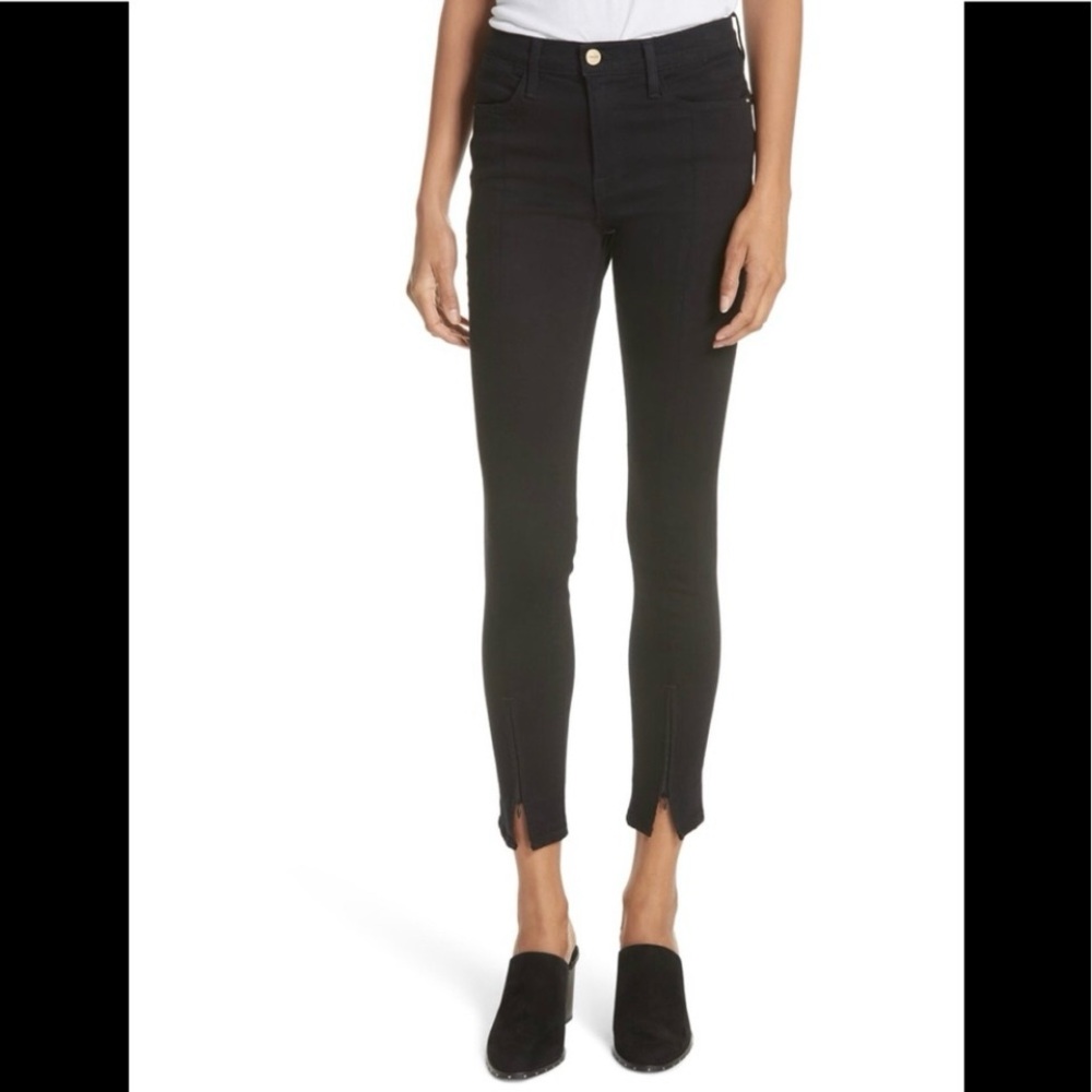 FRAME Le High Skinny‎ Zip Hem Black Jeans for Women size 28